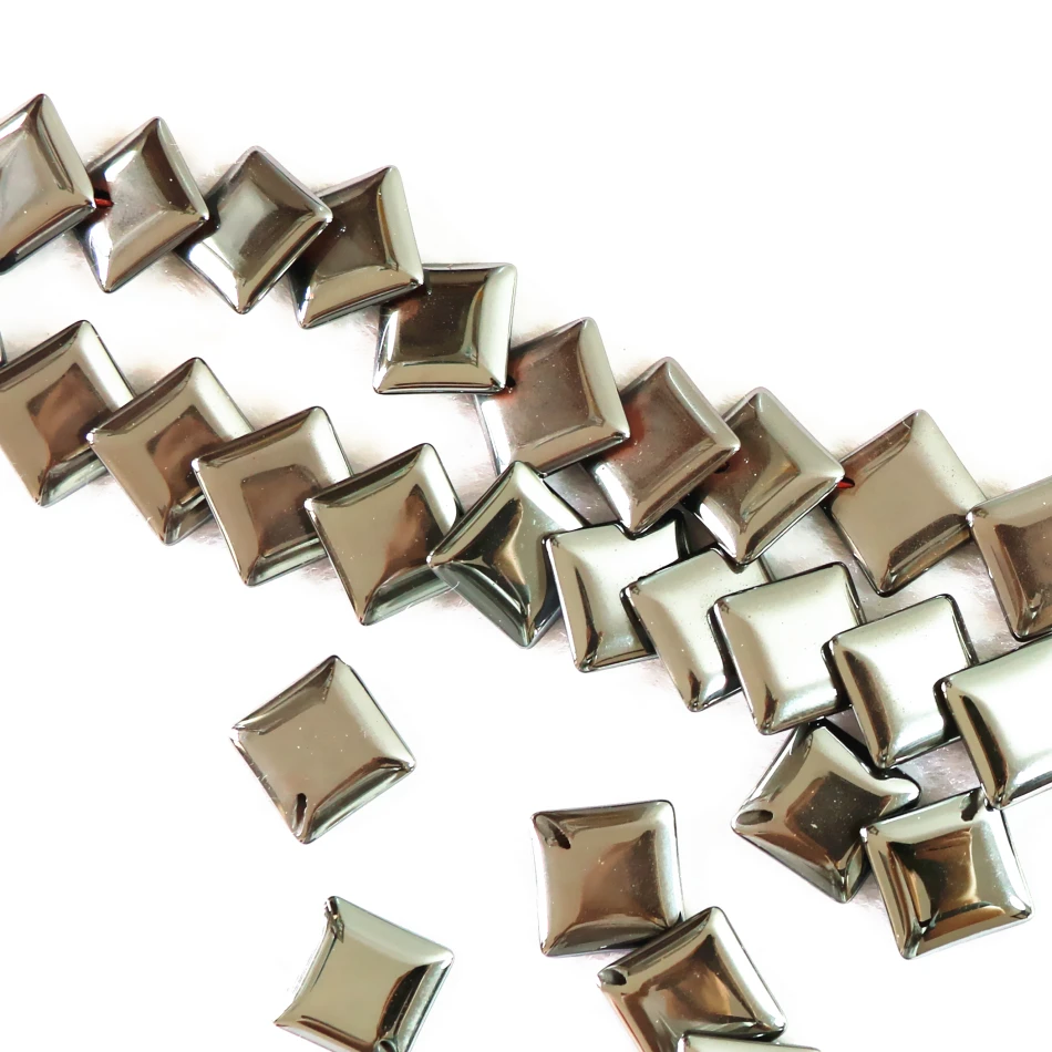 

High quality black hematite Iron ore stone 12mm 14mm square shape stack beads loose making Jewelry B244