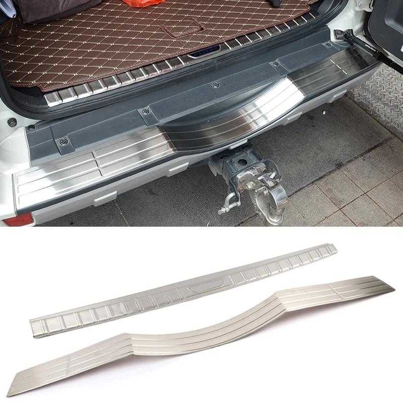 Фото Защитная накладка на задний бампер для Mitsubishi Pajero V80, Shogun, Montero Limited, 2007-2019, из нержавеющей стали №3