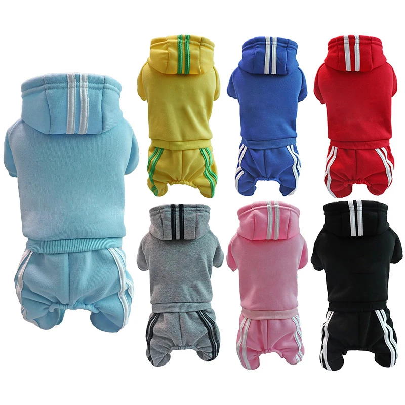 

Pet Dog Clothes Hoodies Sweatshirt Clothes Autumn And Winter Plus Velvet Four-legged Pet Sweater comfortable Dogs Jacket