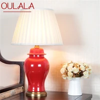 oulala ceramic table light brass red contemporary luxury desk lamp led for home bedside bedroom