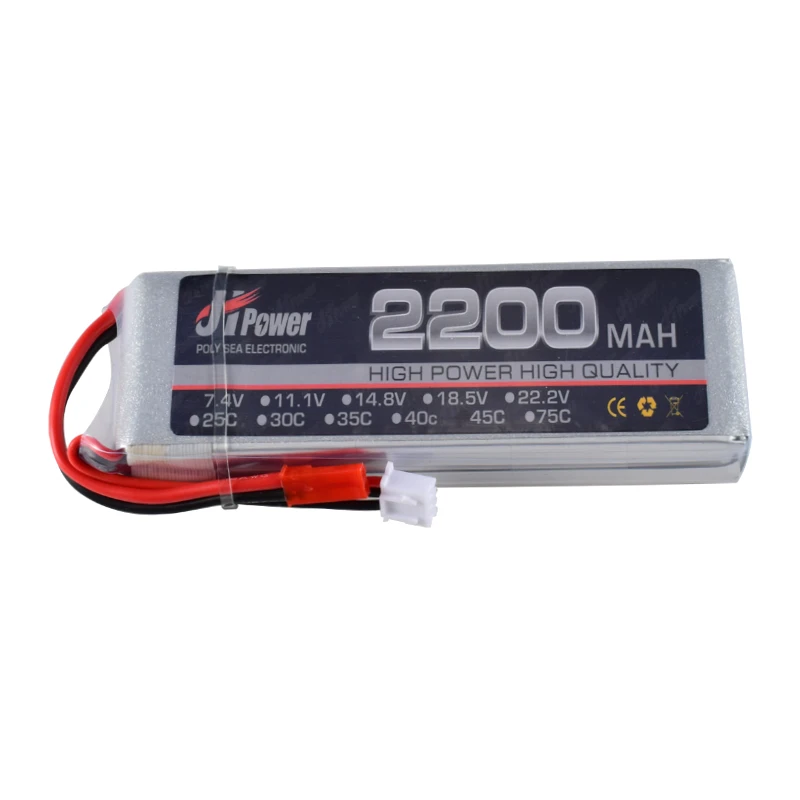 

JHPower перезаряжаемая батарея 7,4 V 2200mAh Lipo батарея с JST разъемом 2S 45C для радиоуправляемой модели автомобиля вертолета