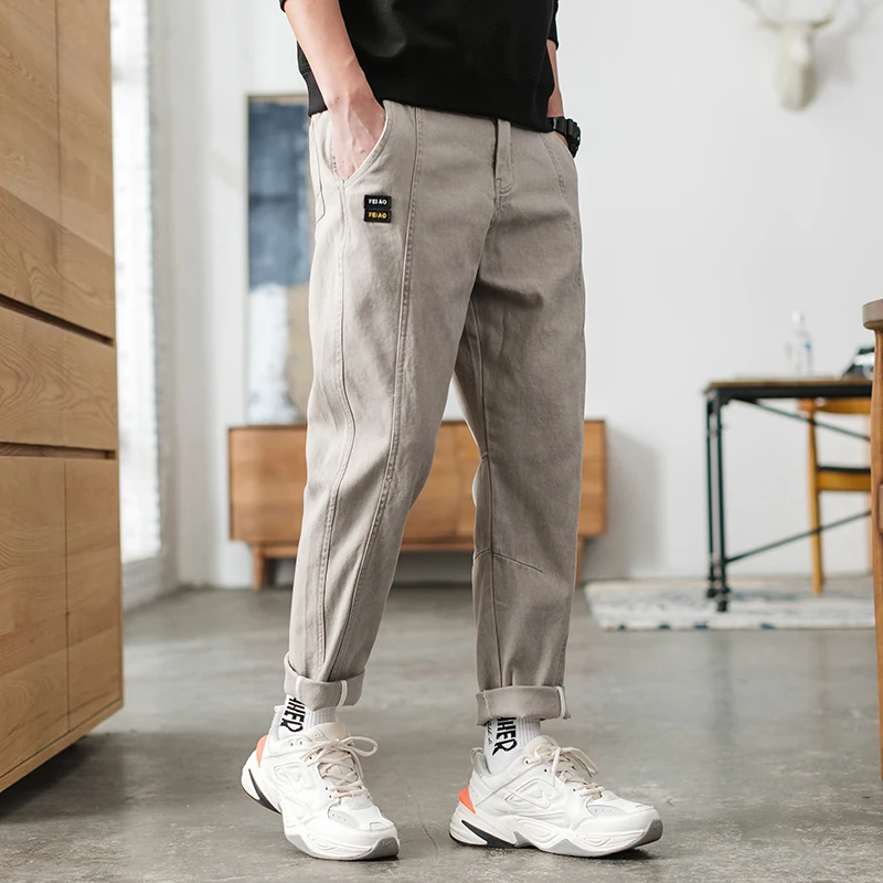 Прямые мужские брюки Свободные повседневные зимние спортивные хлопковые