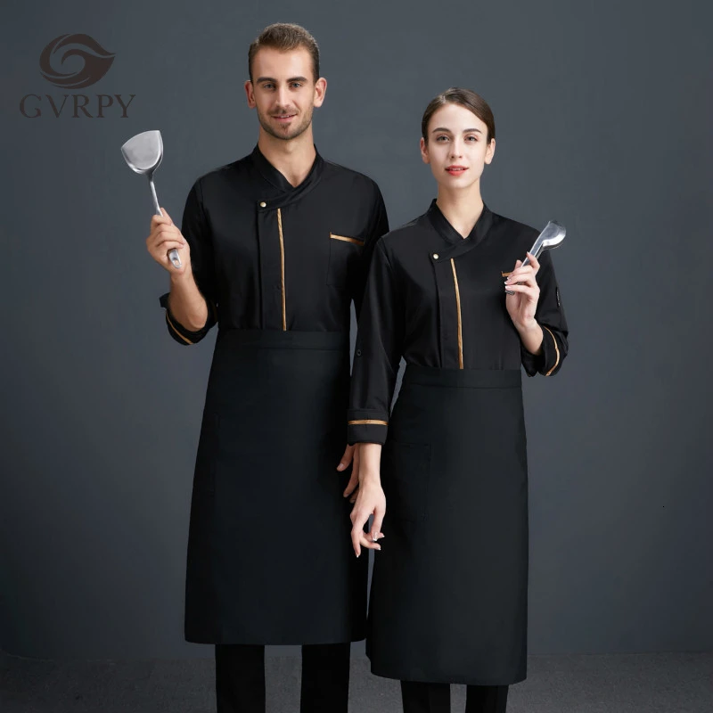 Однотонная золотистая Униформа с длинным рукавом для шеф повара унисекс Новый