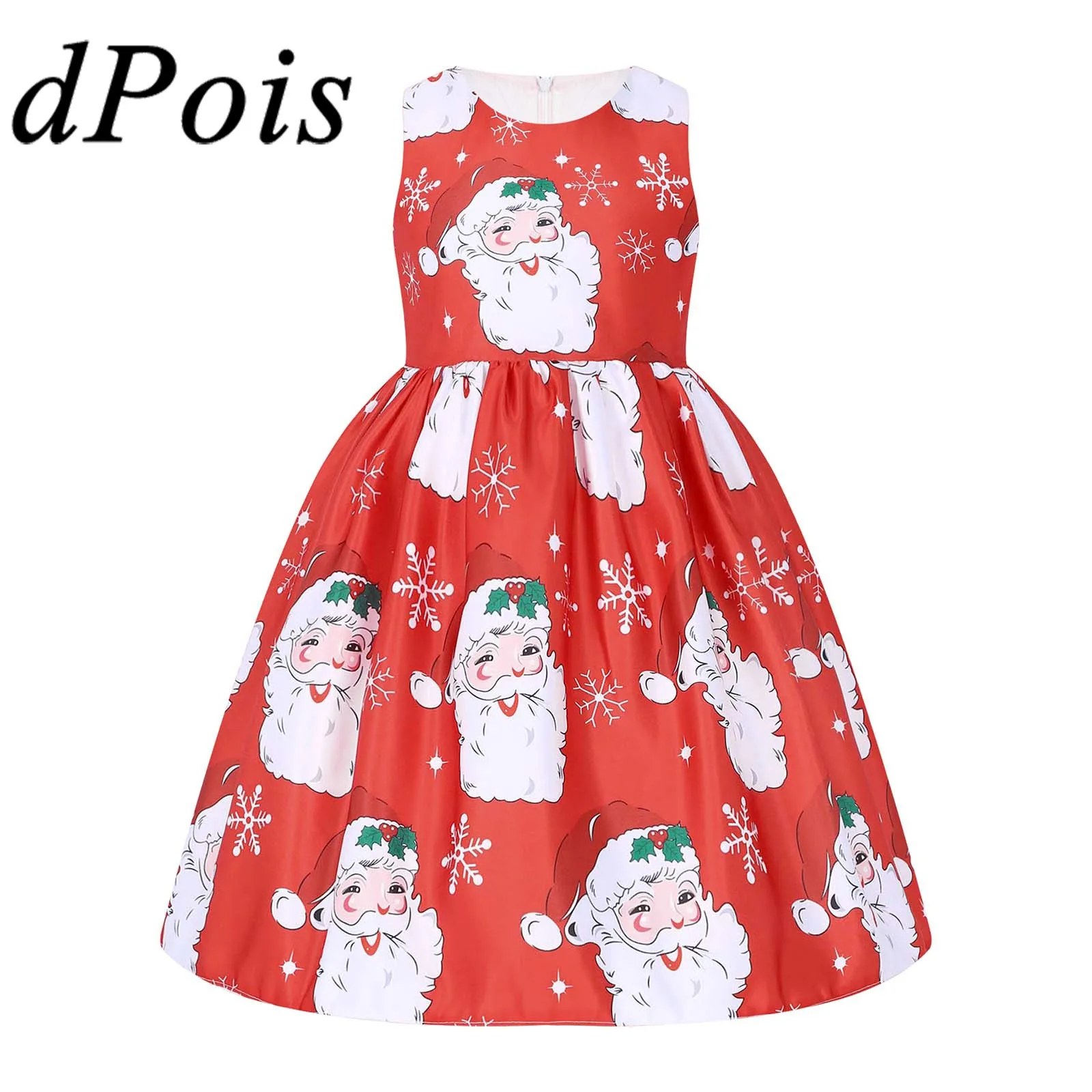 

Kids Christmas Costume Princess Girl Dress Winter Ceremony Flower Santa Claus Dress New Year Carnival Cartoon Print Tutu Dress
