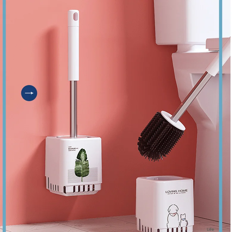 

Plastic Hanging Toilet Brush Holder Modern Nordic Toilet Cleaning Brush Creative Silicone Brosse Toilette Home Items DE50MTS