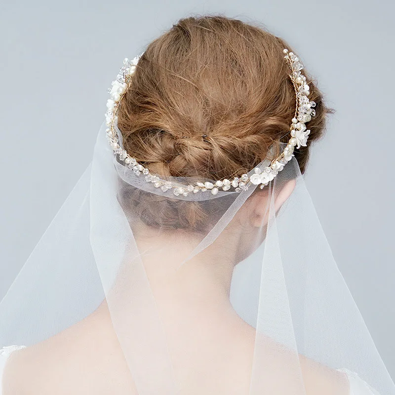 Женская повязка на голову с жемчугом и кристаллами|Украшения для волос| |