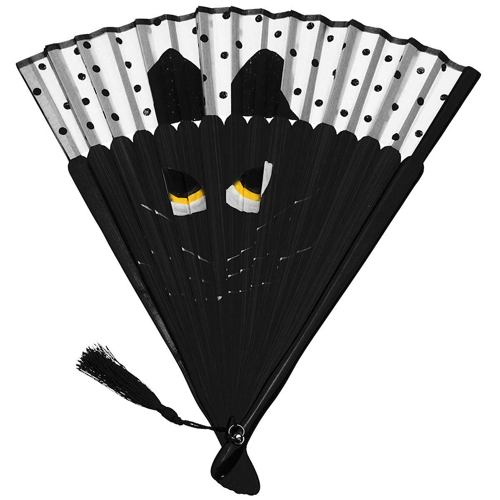 Черно коричневый кошачий узор высококачественный резной женский складной веер
