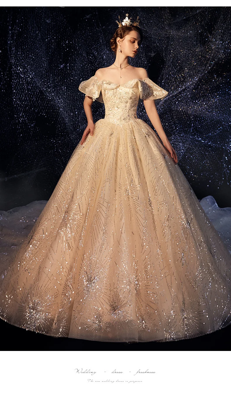 Vivian's Bridal Fancy Sky Empire Weding платье роскошное кружевное платье с блестками и аппликацией с расклешенными рукавами романтическое Элегантное свадебное платье с вырезом лодочкой