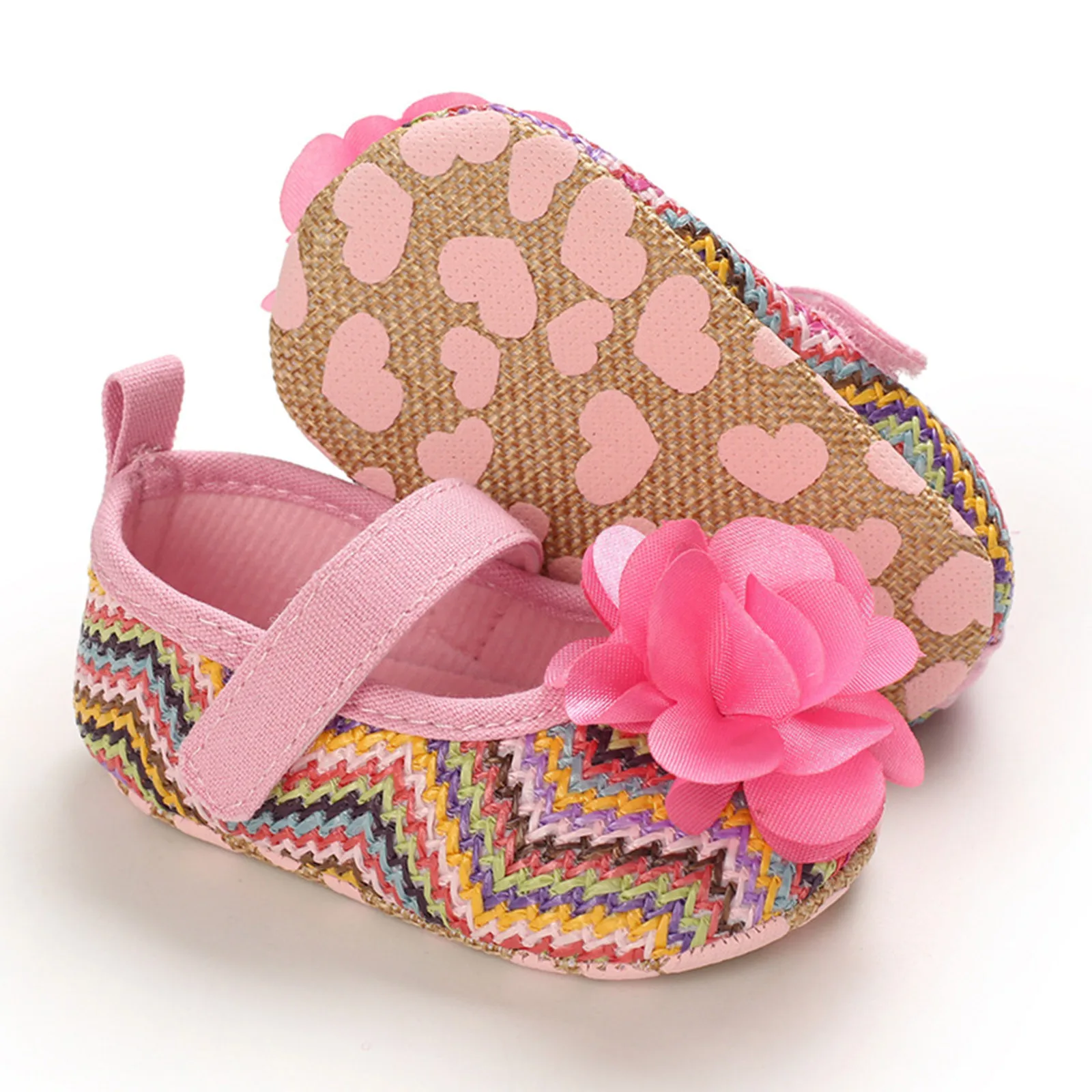 

2021 New Newborn Infant Baby Girls Flower Ethnic Wind Print Shoe Soft First Walking Shoes Vogue Personality Baby Shoes
