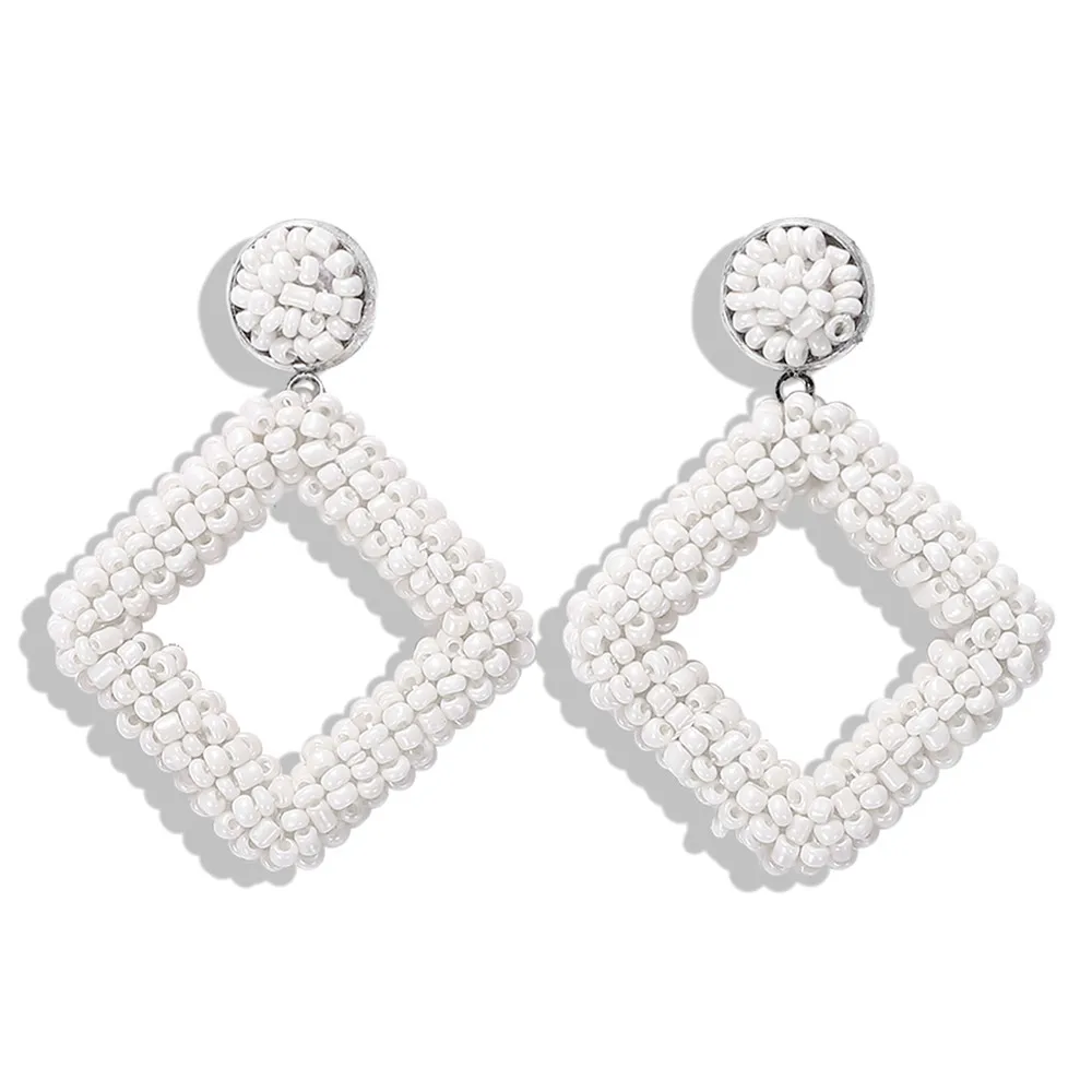 Miwens, новинка, Bauble Bar, синие Квадратные бусины, свисающие, модные женские серьги, кисточка, овальная рафия, массивные серьги-подвески ювелирные изделия - Окраска металла: 11