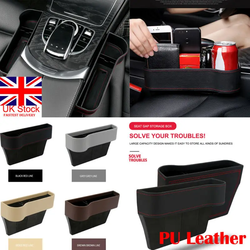 Car Seat Gap Slit Pocket Catcher Organizer Luxury PU Leather Storage Box Phone Bottle Cups Holder Auto Stowing | Дом и сад