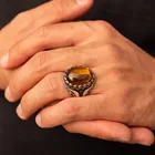 Кольцо из натурального камня тигровый глаз для мужчин и женщин