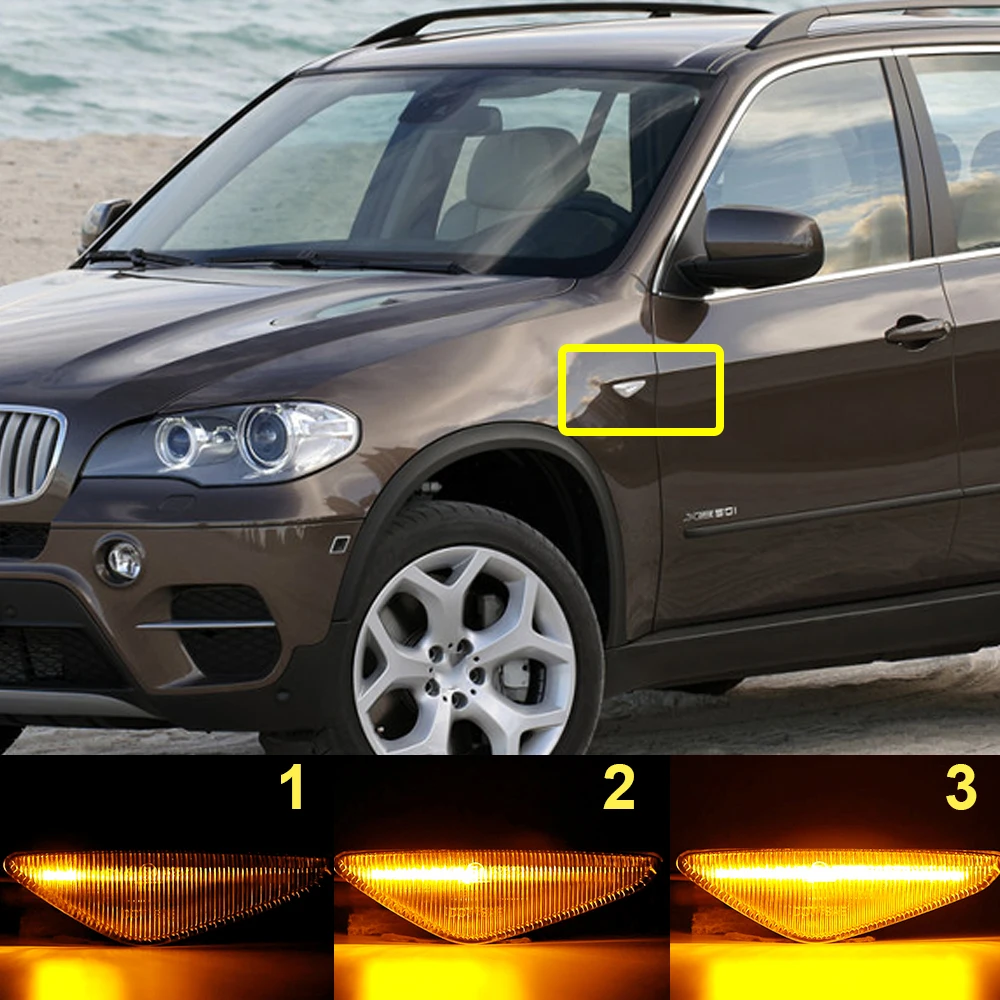 

2X LED Side Marker Light Lamp For BMW X3 F25 X5 E70 LCI X6 E71 E72 Error Free Dynamic High Quality LED Turn Signal Lamp