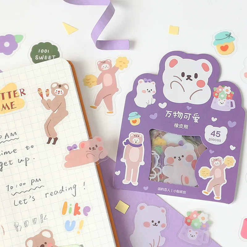 20 компл./лот Kawaii канцелярские наклейки Веселые милые животные дневник