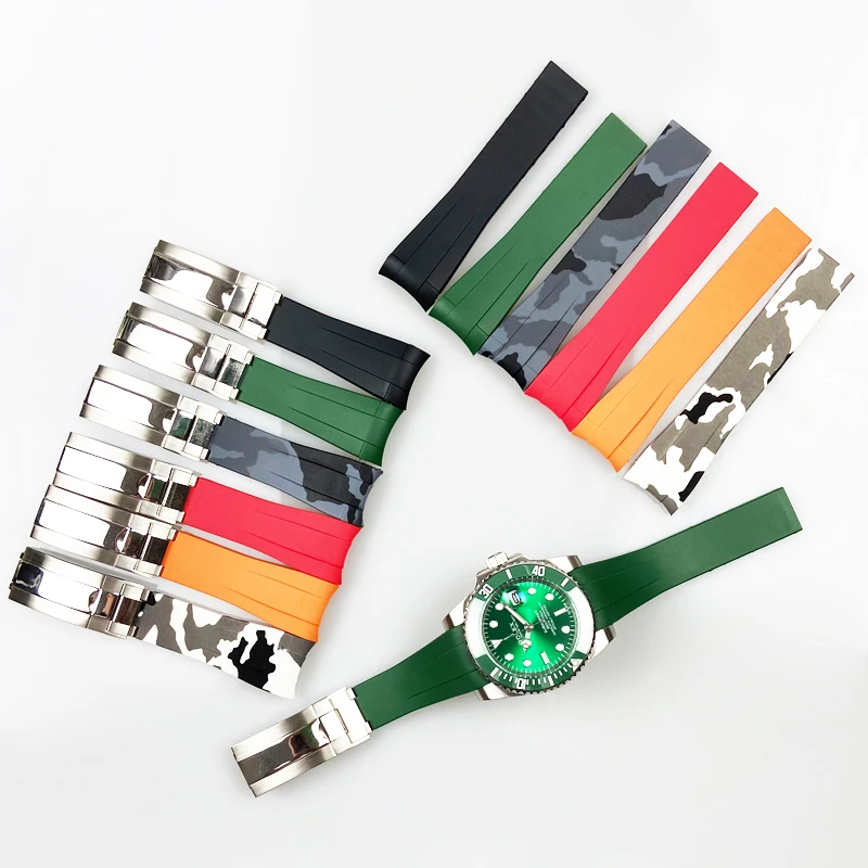 Rubber Silicone Watchband for Rolex Role Submariner Daytona DEEPSEA Oysterflex 20mm 21mm Black Watch Strap Men Bracelets