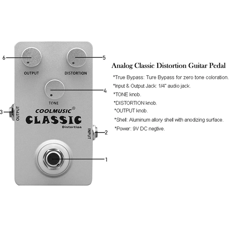 

COOLMUSIC C-DI02 Classic Insane Distortion Guitar Effects Pedal & Electric Guitar Digital Reverb Effect Pedal