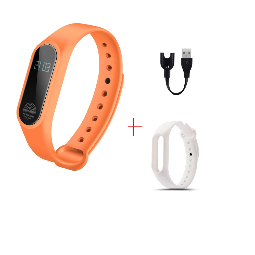 Orange white New M2 smart fashion sports watch fitness running tracker bracelet step blood pressure monitor with men and women children - Цвет: Orange white