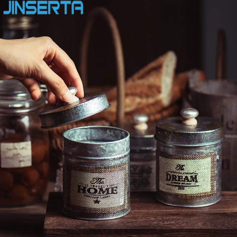 JINSERTA античный металлический ящик для хранения гаек банка закусок органайзер