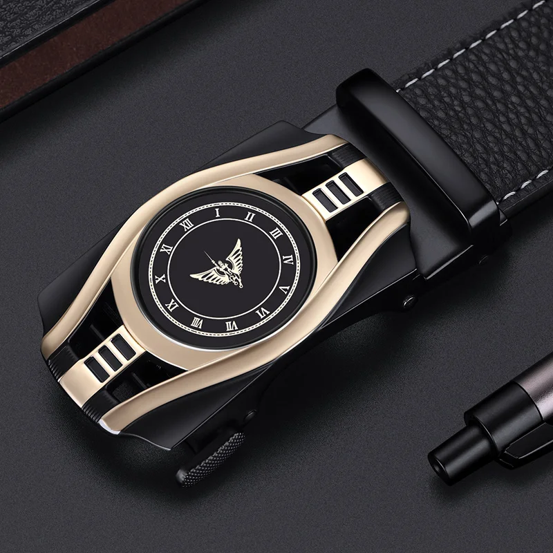 Мужские кожаные ремни с автоматической пряжкой молодежные модные деловые |