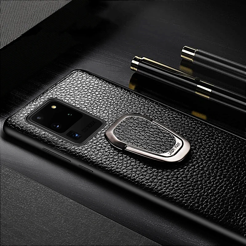 

The New kickstand phone case For samsung S20 plus s20 fe S10 note 20 ultra a51 M51 A52 A72 Bracket Genuine leather magnet cover