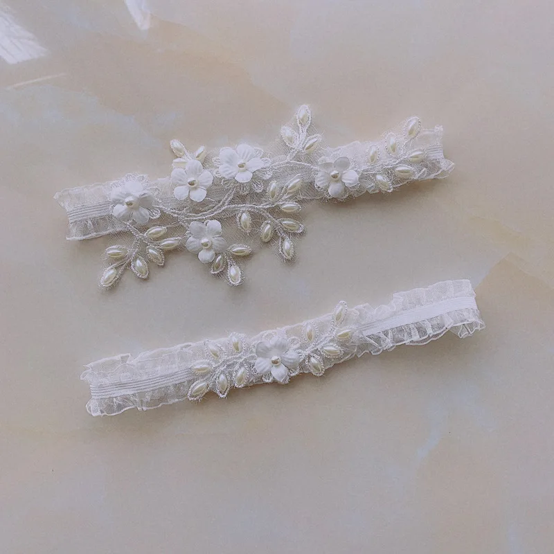 Кружевная подвязка для невесты эластичный пояс с жемчужинами пикантное