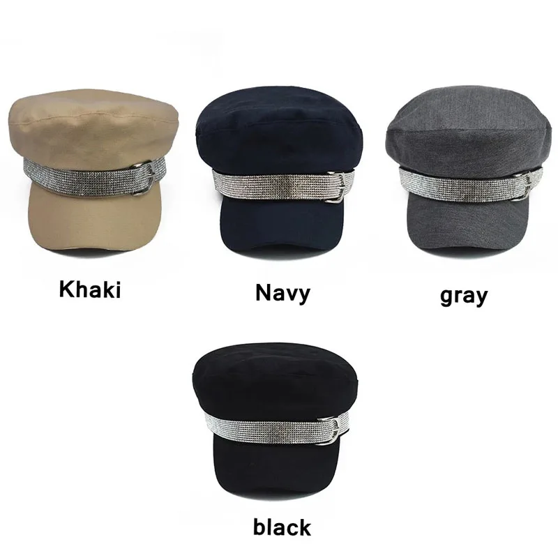 

PCFDDR Spring autumn military cotton hat ladies'cap straight army cap bonnet bonnet girl trip oxen painters black cap.
