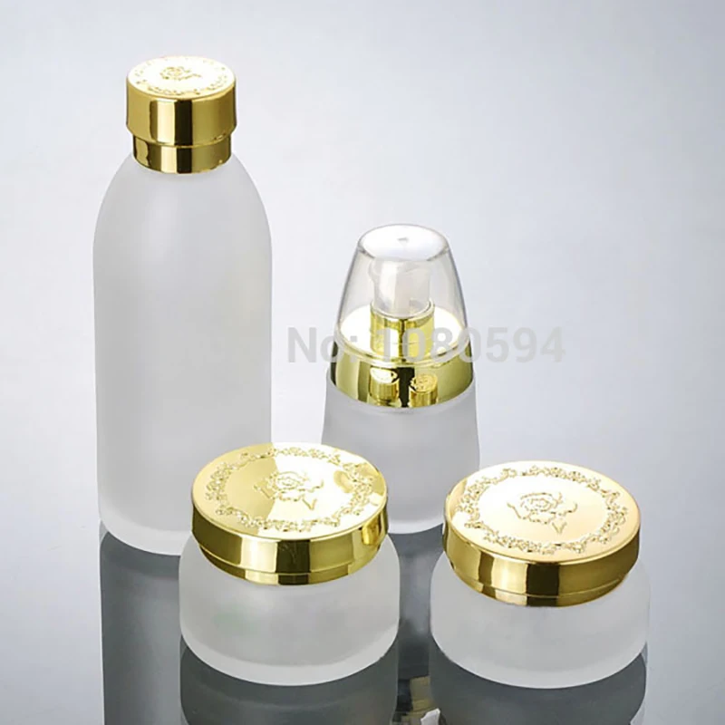 

Матовая белая стеклянная банка для крема с золотой крышкой с цветком, 50 г, косметический стеклянный контейнер, банка для крема