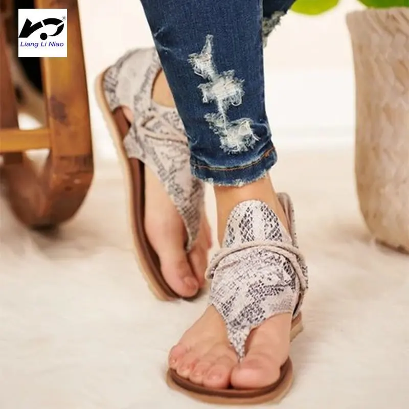 

women summer sandals flats shoes woman bohemia sandalias sapato feminino D013 zapatos de mujer casual leopard snake zebra shoe