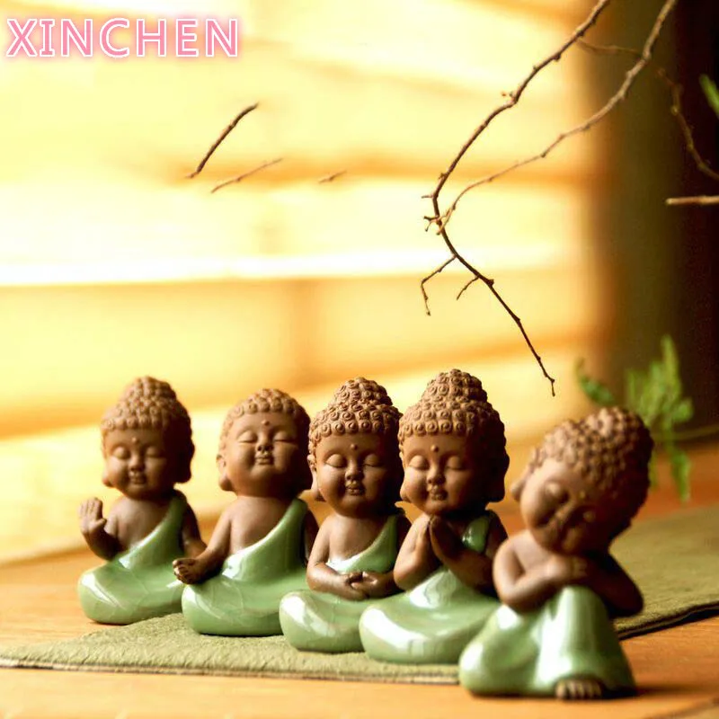 

XINCHEN Ceramic Crafts Creative Home Decoration Living Room Feng Shui Ornaments Cute Little Buddha Zen Like Pots Furnishings