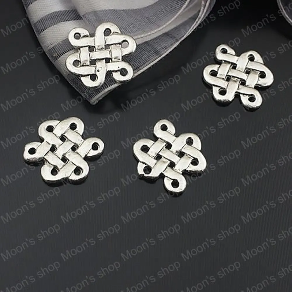 

Wholesale 17*14mm Antique Silver color Chinese knot Alloy Flat Charms Pendants DIY Findings Accessories 50 pieces (JM260)