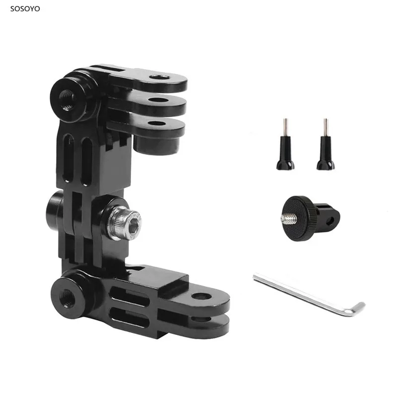 

Aluminium 3 Way adjustable Pivot Arm Helmet Extension Rod Selfie Bracket With1/4 inch Tripod Adapter Set For Gopro 9 8 insta360