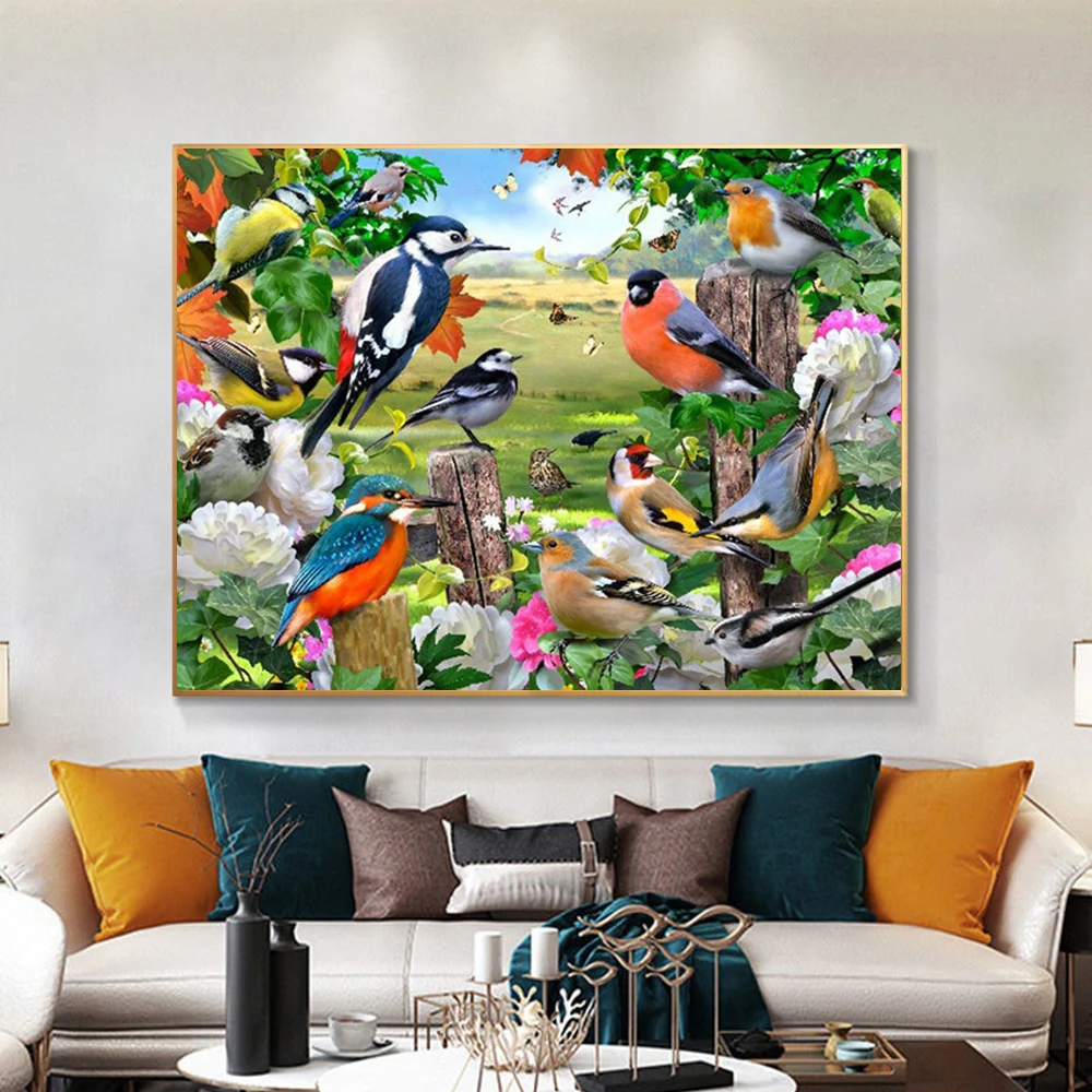 momoart diamond mosaic bird full drill square diamond embroidery house needlework beaded painting flower 5d diy wall decor free global shipping