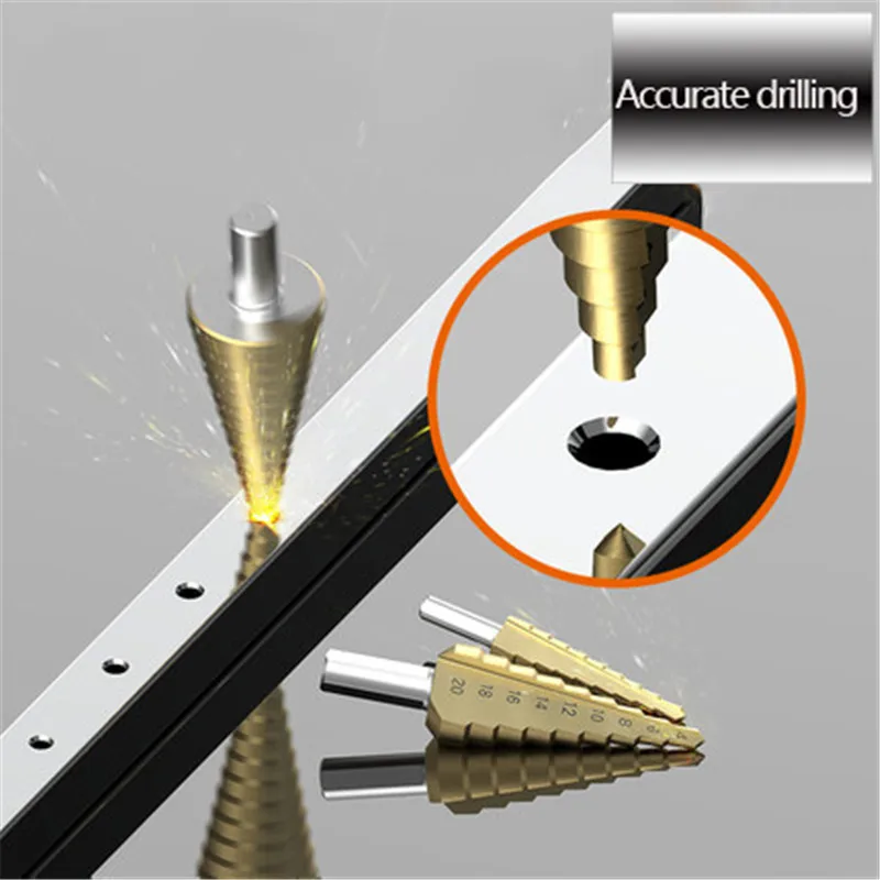 Набор ступенчатых Сверл из быстрорежущей стали 3 шт./компл. 4 - 12 / 20 32 мм 1/4 дюйма