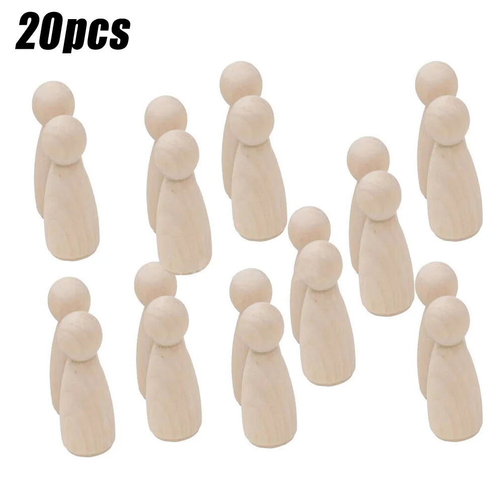 

20pcs Unfinished Wooden Girl Boy Peg Doll Wedding Cake Topper Decor DIY Craft