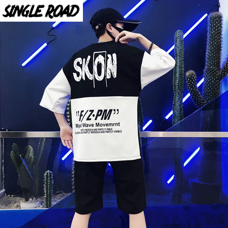 Мужская Японская уличная одежда SingleRoad летний костюм в стиле хип хоп панк