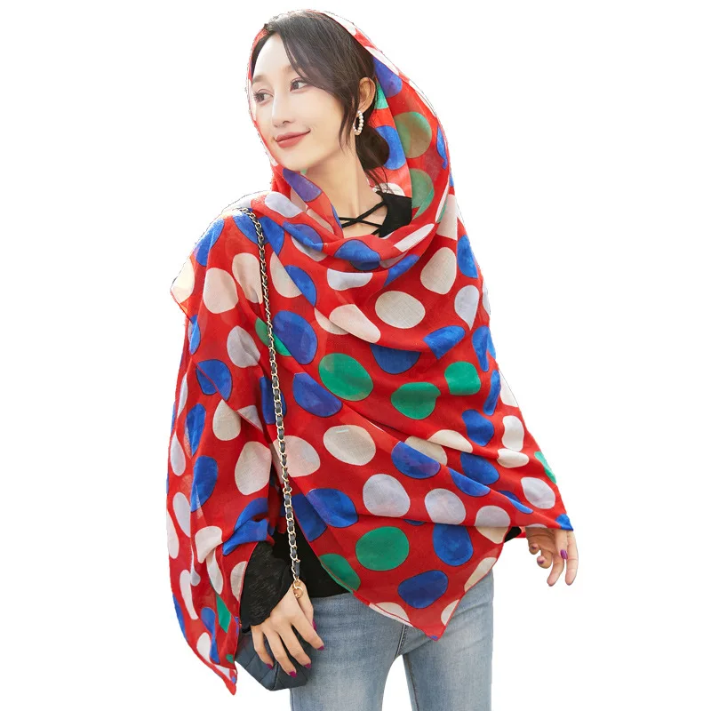 

new 2020 chun xia printed cotton and linen joker circle scarf silk fabric travel is prevented bask in cape female 1304