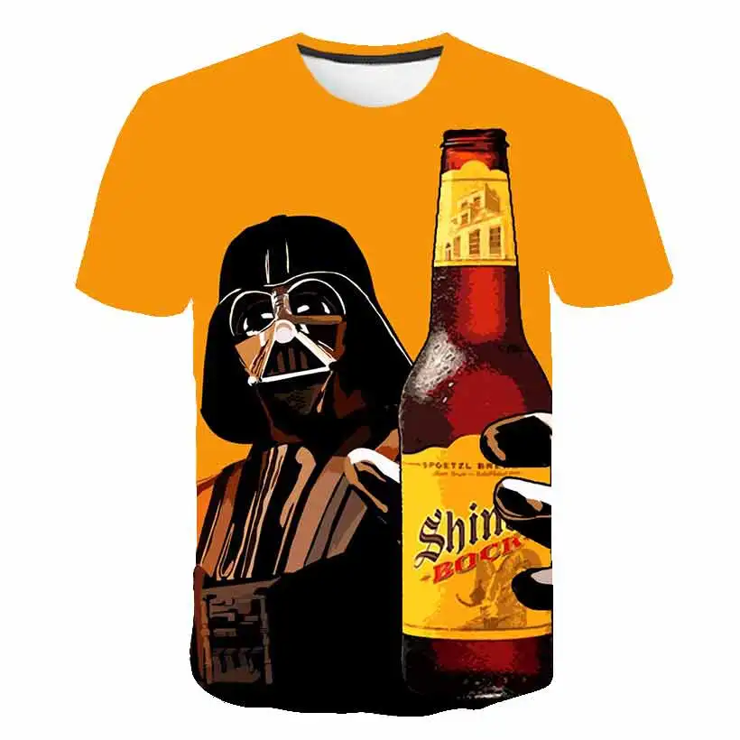 2020 желтая летняя футболка с цифровым 3D-принтом пива из пенопласта мужская и