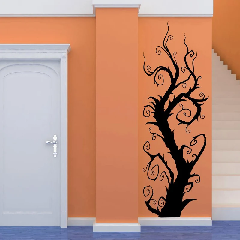 

Наклейка на стену в виде дерева, причудливая виниловая наклейка в виде веточки буртона, вихревое искусство, декор на Хэллоуин, украшения для...