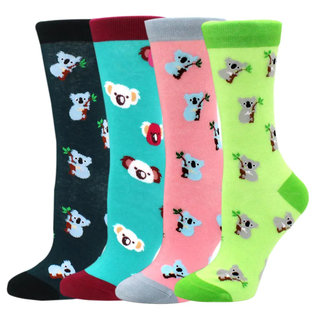 Funny Funky Women Koala Milk Cow Socks Spring Summer Colorful