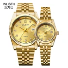 Мужские и женские кварцевые часы Wlisth, золотые часы, стальные водонепроницаемые, 2020