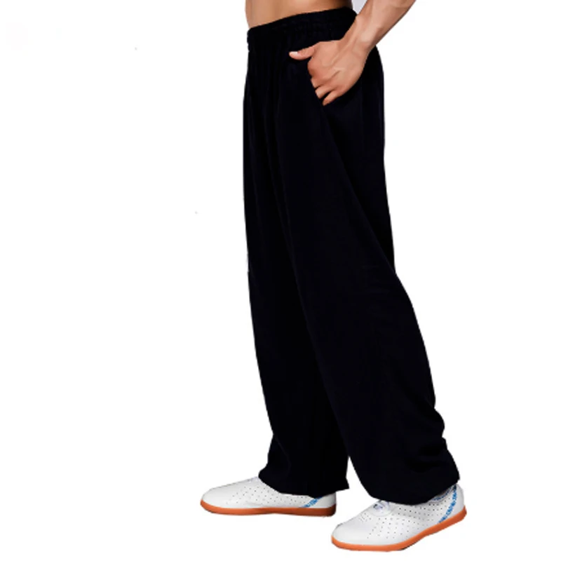 Tai Chi Bloomers Loose Cotton Linen Trousers Martial Arts Kung Fu Running Yoga Home Practice Mens Pants Exercise | Спорт и