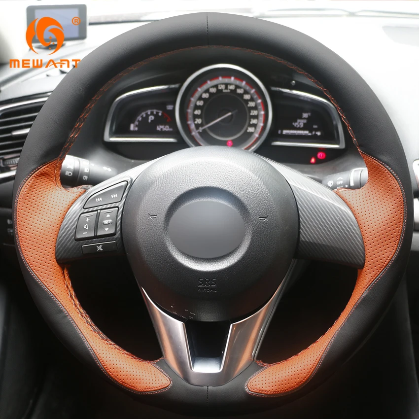 Чехол MEWANT из черной оранжевой кожи для Mazda 3 Axela 2013 2016 6 Atenza 2014 2017 2 2015 2017|car steering wheel