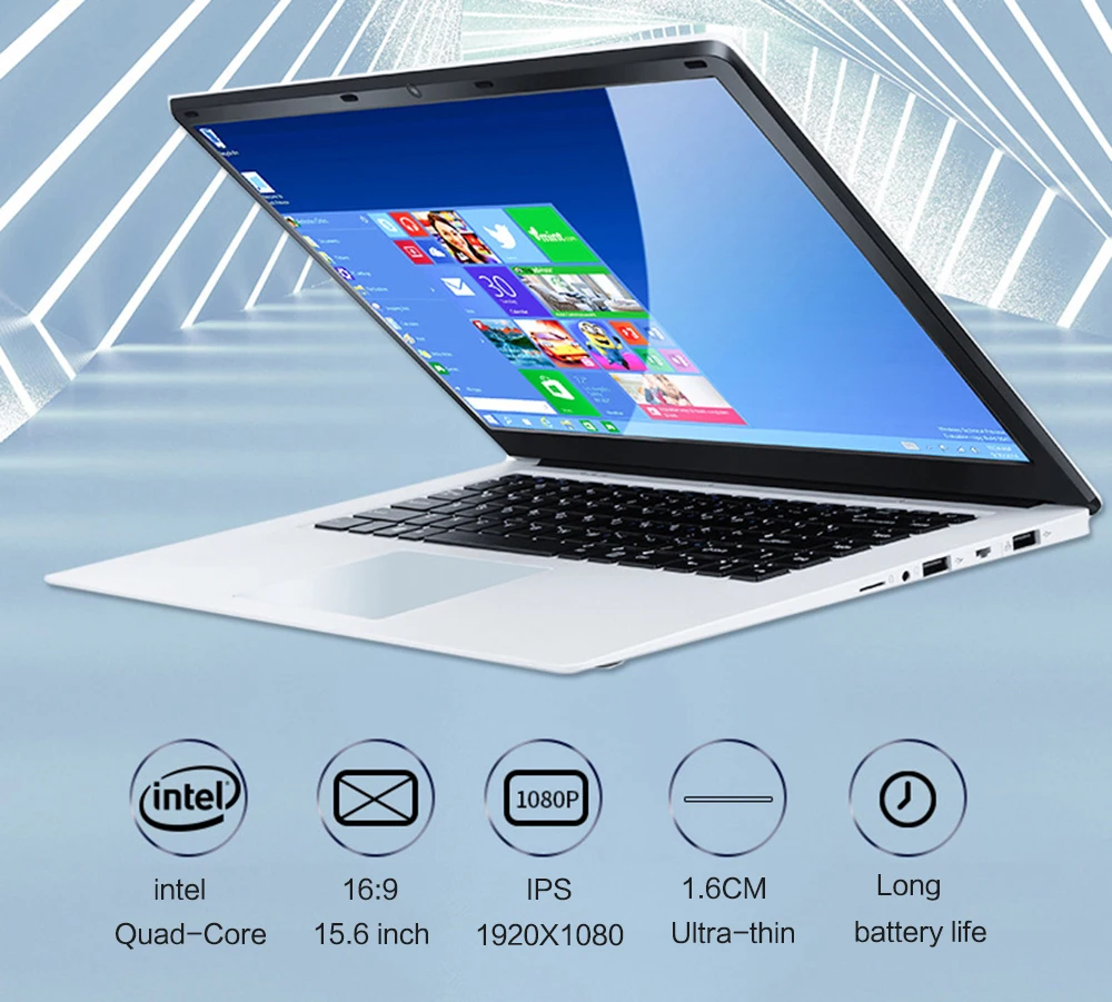 15 inch laptop with 8gb ram 1tb 512g 256g 128g 64g ssd notebook computer quad core netbook students ultrabook with win10 os free global shipping