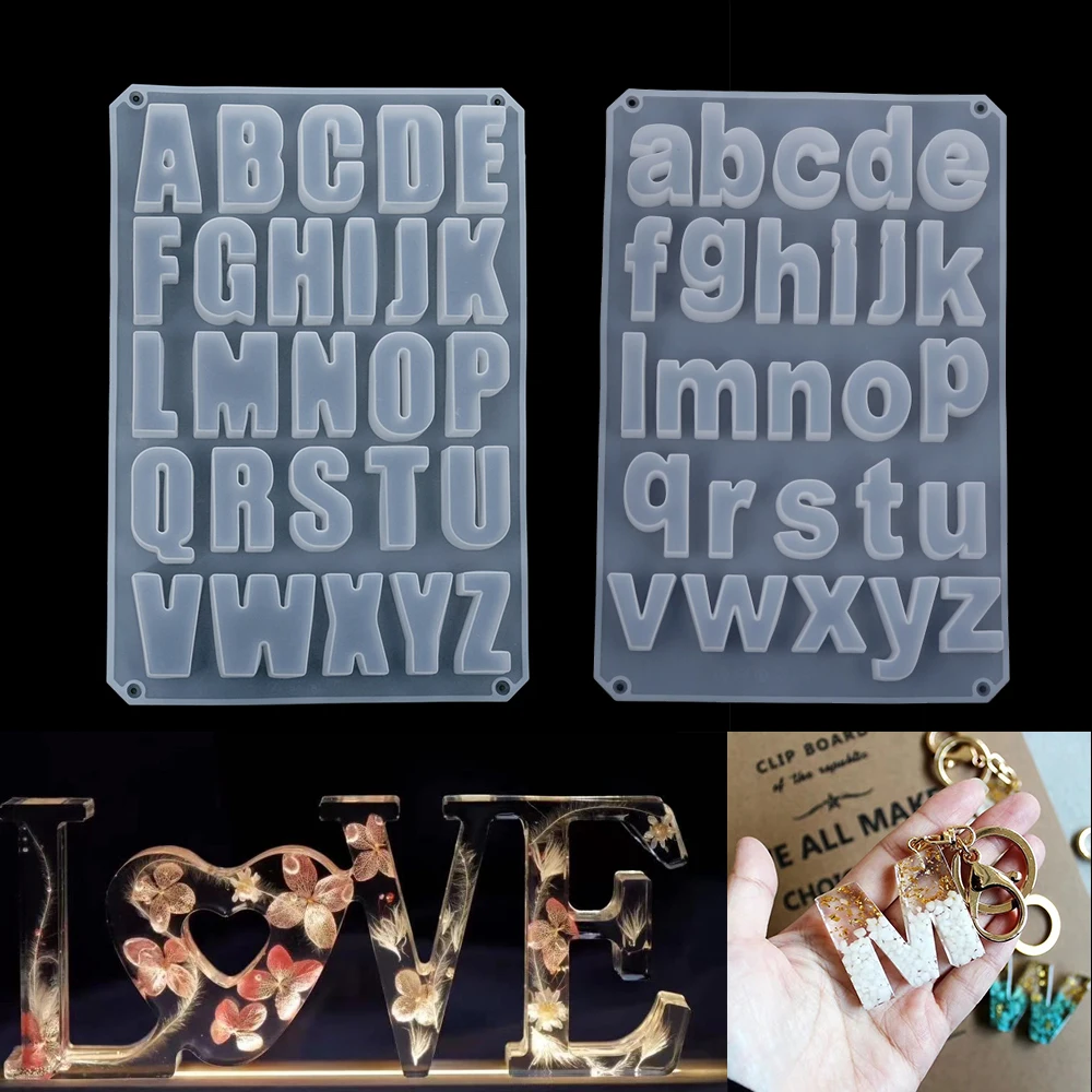 English Capital Letters Transparent Silicone Mold Lowercase Alphabet Epoxy Resin Molds For DIY Pendants Crafts Jewelry Making