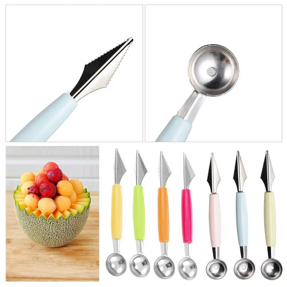 2 в 1 с двумя головками фрукты резьба Gadge Ножи Кухня Крем Ложка шарик поделки