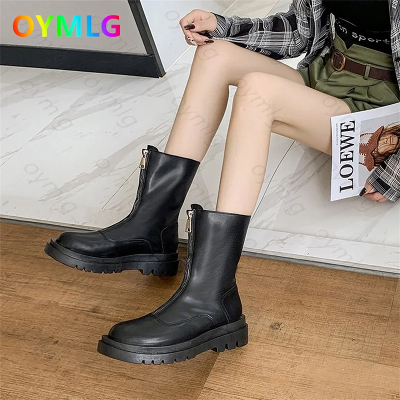 

Martin boots female British style 2021 new thin spring and autumn single boots zipper thick-soled short boots tide ins cool