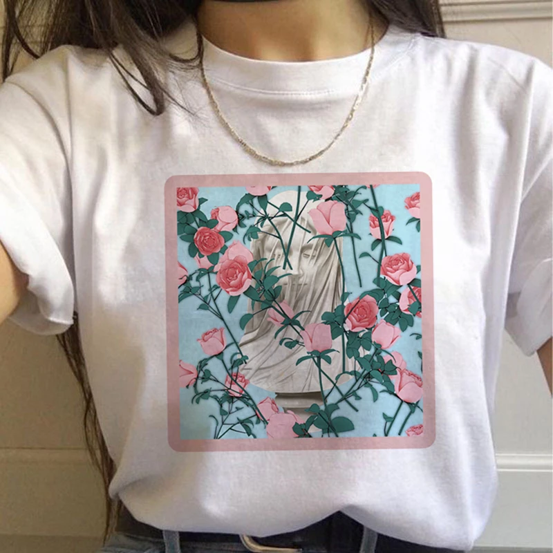 7534 Vaporwave эстетическое 90s модные футболки для женщин Harajuku Ullzang футболки Графический Забавный мультфильм футболка Топ-безрукавка в уличном стиле женский - Цвет: 7534