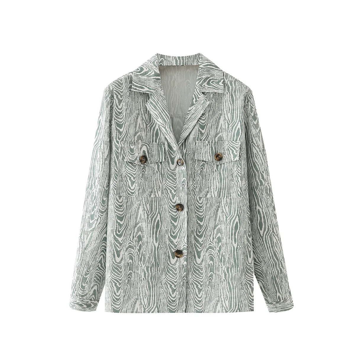 

2021 spring autumn Women Tide Printed Retro Blouses Mujer Single breasted vintage top Lady suit collar streetwear fashion shirt