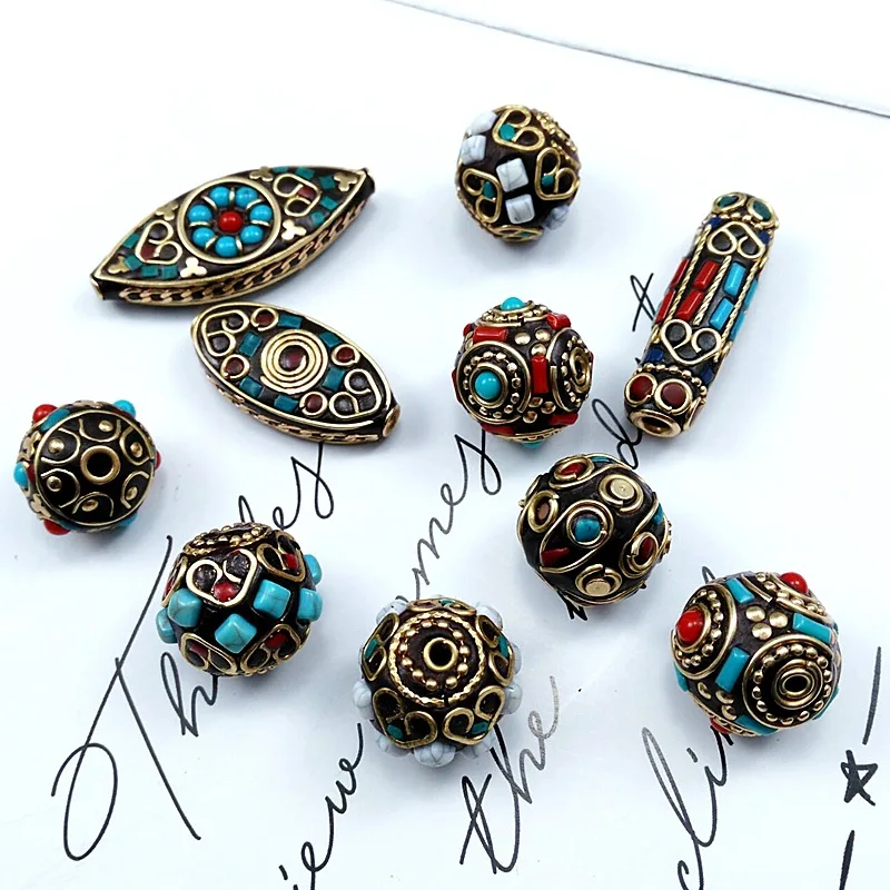 Микс 10 штук оптовая вкладка Непала Медные бусины разных форм подвески для изготовления ювелирных изделий бисерной работы ожерелья компоненты ДИЙ