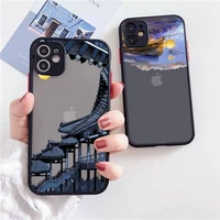 chinese style ancient poems phone case for iphone 12 11 mini pro xr xs max 7 8 plus x matte transparent back cover